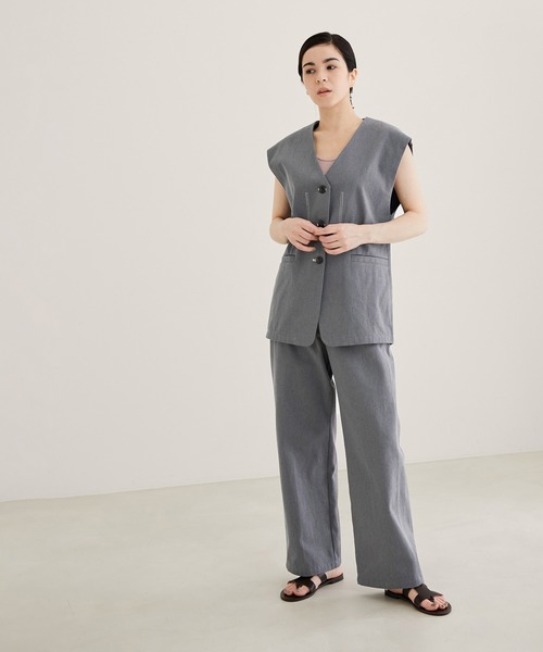 SALON adam et rope'（サロン アダム エ ロペ）の「【サステナブル】【セットアップ対応】ハイウエストリサイクルデニムパンツ（デニムパンツ・レディース・グレー/オフホワイト・S/M）」の5枚目の写真