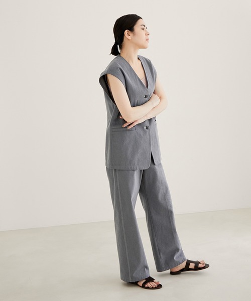 SALON adam et rope'（サロン アダム エ ロペ）の「【サステナブル】【セットアップ対応】ハイウエストリサイクルデニムパンツ（デニムパンツ・レディース・グレー/オフホワイト・S/M）」の15枚目の写真