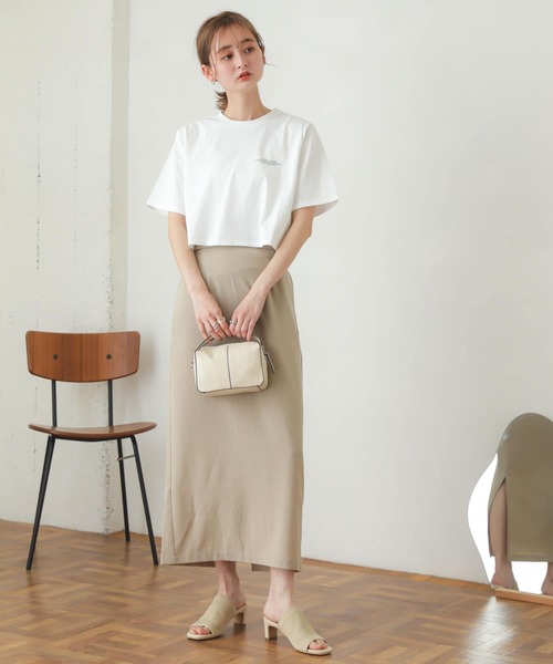 SENSE OF PLACE by URBAN RESEARCH（センスオブプレイスバイアーバンリサーチ）の「USAコットンクロップドロゴTシャツ(5分袖)（Tシャツ/カットソー・レディース・その他1/ブラック系その他/その他2・ONE）」の5枚目の写真