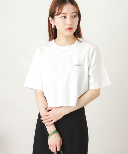 SENSE OF PLACE by URBAN RESEARCH（センスオブプレイスバイアーバンリサーチ）の「USAコットンクロップドロゴTシャツ(5分袖)（Tシャツ/カットソー・レディース・その他1/ブラック系その他/その他2・ONE）」の8枚目の写真