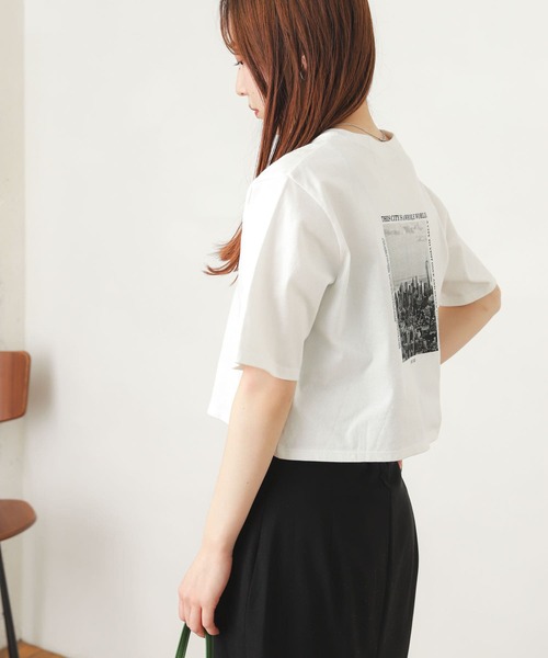 SENSE OF PLACE by URBAN RESEARCH（センスオブプレイスバイアーバンリサーチ）の「USAコットンクロップドロゴTシャツ(5分袖)（Tシャツ/カットソー・レディース・その他1/ブラック系その他/その他2・ONE）」の10枚目の写真