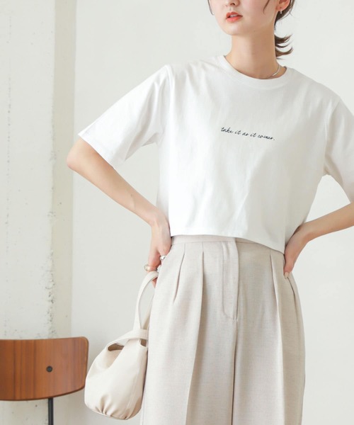 SENSE OF PLACE by URBAN RESEARCH（センスオブプレイスバイアーバンリサーチ）の「USAコットンクロップドロゴTシャツ(5分袖)（Tシャツ/カットソー・レディース・その他1/ブラック系その他/その他2・ONE）」の16枚目の写真