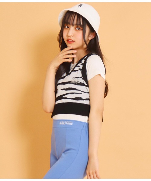 ANAP GｉRL（アナップガール）の「サマーニットアニマル柄ベスト（ベスト・キッズ・パープル/ブラック・S/M）」の5枚目の写真