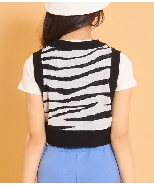 ANAP GｉRL（アナップガール）の「サマーニットアニマル柄ベスト（ベスト・キッズ・パープル/ブラック・S/M）」の9枚目の写真