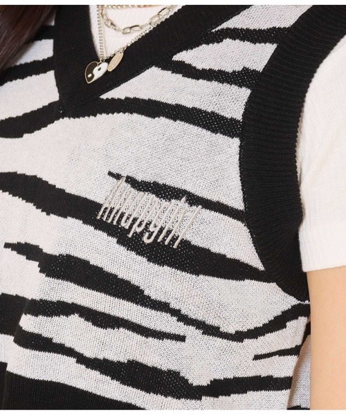 ANAP GｉRL（アナップガール）の「サマーニットアニマル柄ベスト（ベスト・キッズ・パープル/ブラック・S/M）」の8枚目の写真