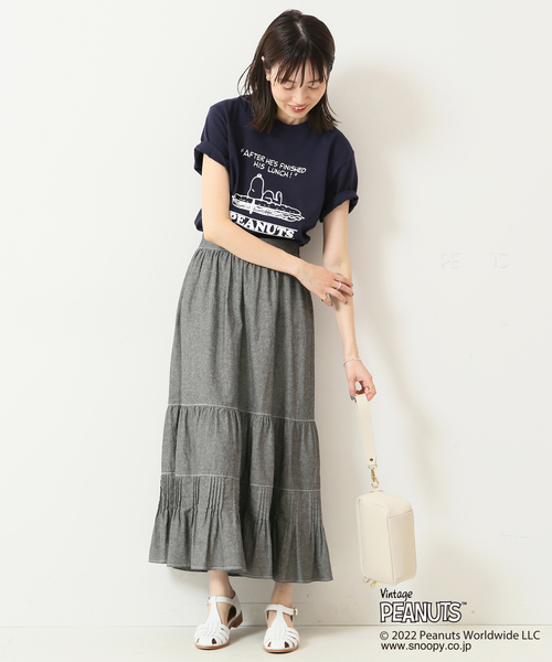SLOBE IENA(スローブイエナ)の「シャンブレーティアードスカート◆(スカート・レディース・グレー/サックスブルー系・38/36)」の3枚目の写真
