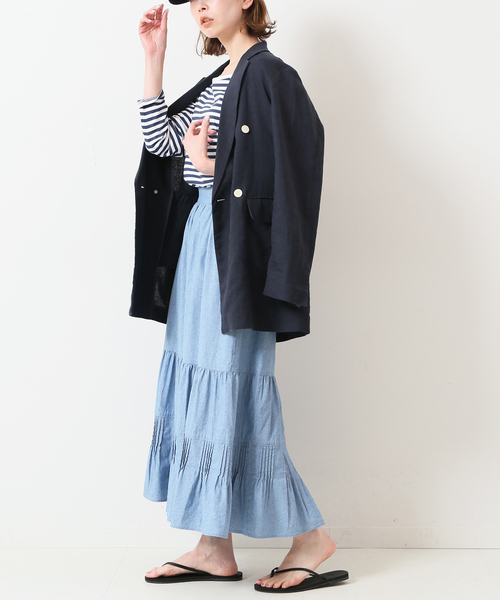 SLOBE IENA(スローブイエナ)の「シャンブレーティアードスカート◆(スカート・レディース・グレー/サックスブルー系・38/36)」の16枚目の写真