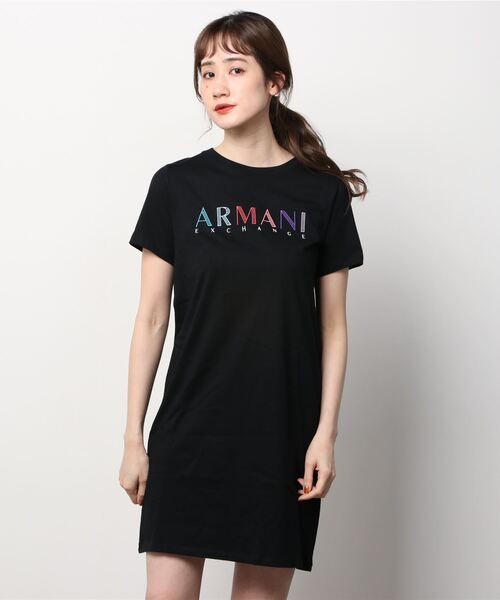 A X エクスチェンジ アルマーニ X カラフルロゴ Armani エクスチェンジ Tシャツワンピース ワンピース A Exchange アルマーニエクスチェンジ のファッション なブランドデザイナー