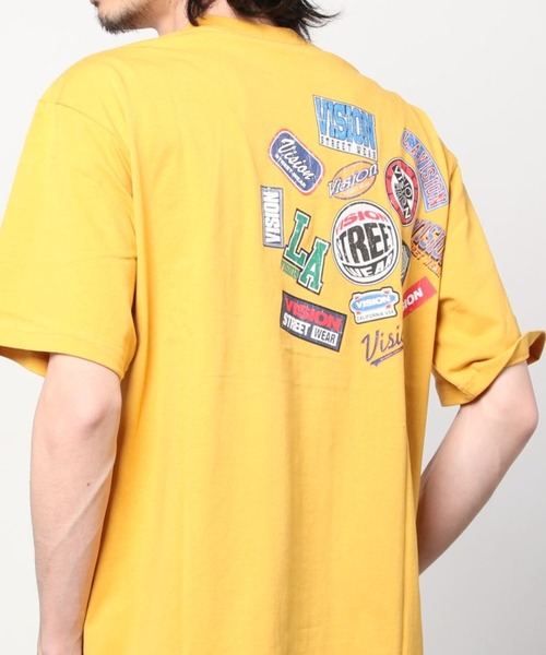 VISION STREET WEAR（ヴィジョンストリートウェア）の「【VISION STREET  WEAR/ヴィジョンストリートウェア】ビッグシルエット ランダムブランドステッカー バックプリントTシャツ/半袖Tシャツ（Tシャツ/カットソー・メンズ・ホワイト/グリーン/マスタード/スミクロ・M/L/XL）」の11枚目の写真