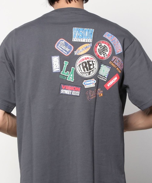VISION STREET WEAR（ヴィジョンストリートウェア）の「【VISION STREET  WEAR/ヴィジョンストリートウェア】ビッグシルエット ランダムブランドステッカー バックプリントTシャツ/半袖Tシャツ（Tシャツ/カットソー・メンズ・ホワイト/グリーン/マスタード/スミクロ・M/L/XL）」の21枚目の写真