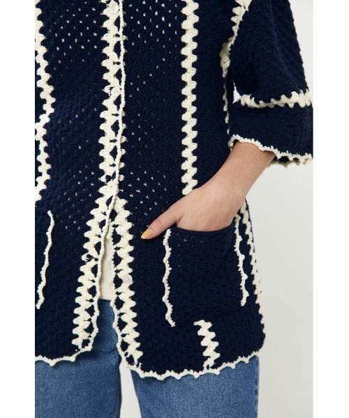 BLACK BY MOUSSY(ブラックバイマウジー)の「crochet cardigan(クロシェカーディガン)(カーディガン/ボレロ・レディース・ベージュ系その他/ネイビー系・FREE)」の6枚目の写真