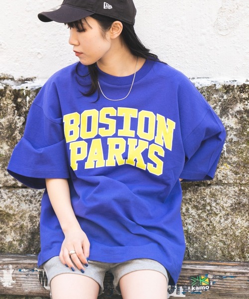 WEGO（ウィゴー）の「WEGO/ヘビーウエイト カレッジロゴBIGT（Tシャツ/カットソー・メンズ・ダークグリーン/オレンジ/ブルー/オートミール/グレー系その他/パープル系その他/ネイビー/ホワイト・MEDIUM/LARGE）」の7枚目の写真