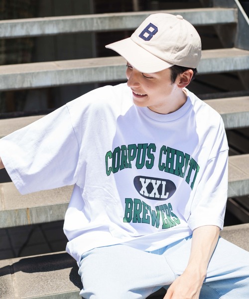 WEGO（ウィゴー）の「WEGO/ヘビーウエイト カレッジロゴBIGT（Tシャツ/カットソー・メンズ・ダークグリーン/オレンジ/ブルー/オートミール/グレー系その他/パープル系その他/ネイビー/ホワイト・MEDIUM/LARGE）」の15枚目の写真