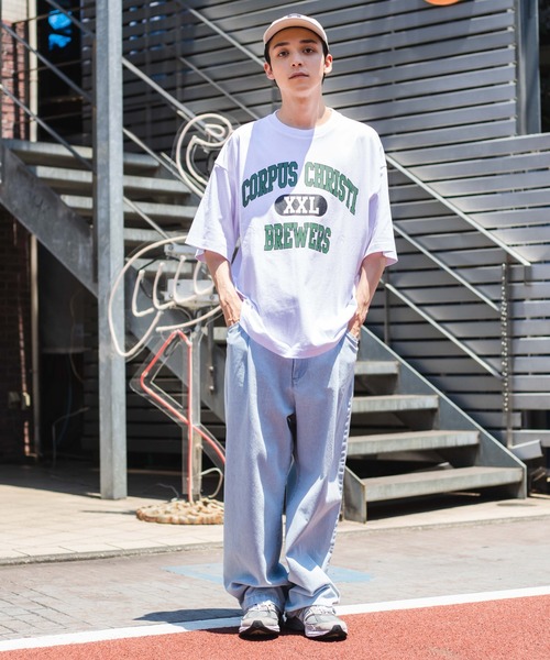 WEGO（ウィゴー）の「WEGO/ヘビーウエイト カレッジロゴBIGT（Tシャツ/カットソー・メンズ・ダークグリーン/オレンジ/ブルー/オートミール/グレー系その他/パープル系その他/ネイビー/ホワイト・MEDIUM/LARGE）」の12枚目の写真