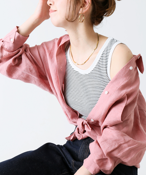 B.C STOCK（ベーセーストック）の「【Miller／ミラー】 パネルリブ タンクトップ（Tシャツ/カットソー・レディース・ホワイト/ブラック/ネイビー/ブラウン/ブルー/ブラック系その他・FREE）」の3枚目の写真