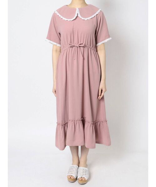 merry jenny（メリージェニー）の「配色フリルジョーゼットワンピース（ワンピース・レディース・ブラック/ピンク/ブルー/グリーン・FREE）」の9枚目の写真