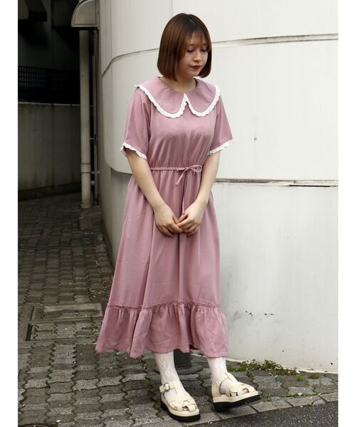 merry jenny（メリージェニー）の「配色フリルジョーゼットワンピース
