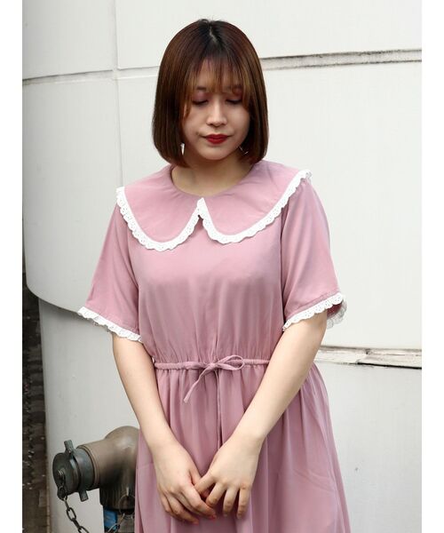 merry jenny（メリージェニー）の「配色フリルジョーゼットワンピース