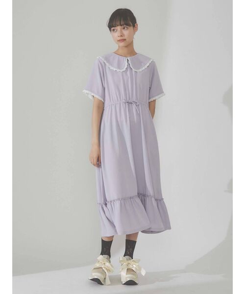 merry jenny（メリージェニー）の「配色フリルジョーゼットワンピース（ワンピース・レディース・ブラック/ピンク/ブルー/グリーン・FREE）」の20枚目の写真