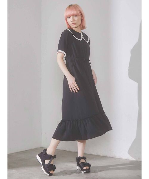 merry jenny（メリージェニー）の「配色フリルジョーゼットワンピース（ワンピース・レディース・ブラック/ピンク/ブルー/グリーン・FREE）」の16枚目の写真