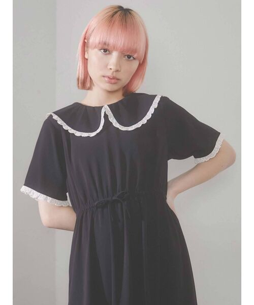 merry jenny（メリージェニー）の「配色フリルジョーゼットワンピース（ワンピース・レディース・ブラック/ピンク/ブルー/グリーン・FREE）」の12枚目の写真