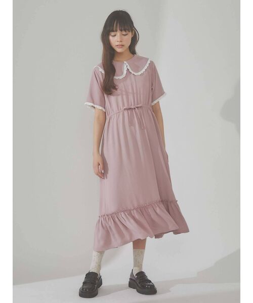 merry jenny（メリージェニー）の「配色フリルジョーゼットワンピース（ワンピース・レディース・ブラック/ピンク/ブルー/グリーン・FREE）」の8枚目の写真