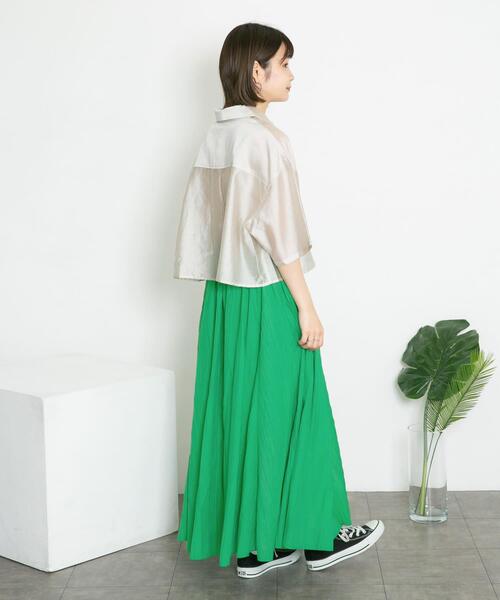 KBF（ケイビーエフ）の「シアーボリュームフレアスカート（スカート・レディース・ネイビー/グリーン/グレー系その他・ONE）」の16枚目の写真