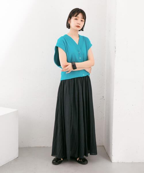 KBF（ケイビーエフ）の「シアーボリュームフレアスカート（スカート・レディース・ネイビー/グリーン/グレー系その他・ONE）」の6枚目の写真