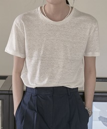 クルーネック ベーシックリネンTシャツ mmw22s026【MUYMONA】【2022SS】