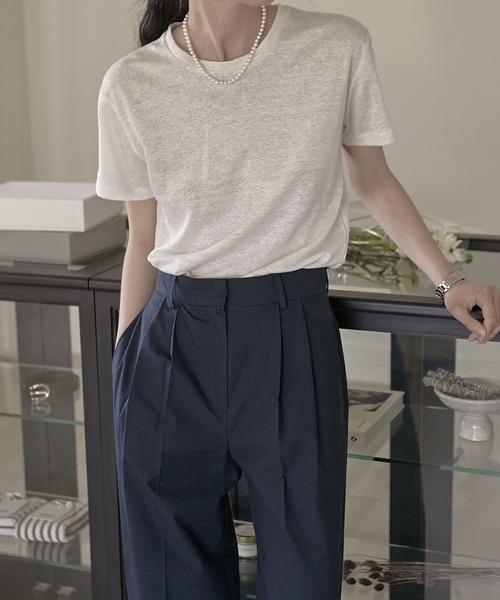 MUYMONA(ムイモナ)の「クルーネック ベーシックリネンTシャツ mmw22s026【MUYMONA】【2022SS】(Tシャツ/カットソー・レディース・ホワイト/ベージュ・FREE)」の17枚目の写真