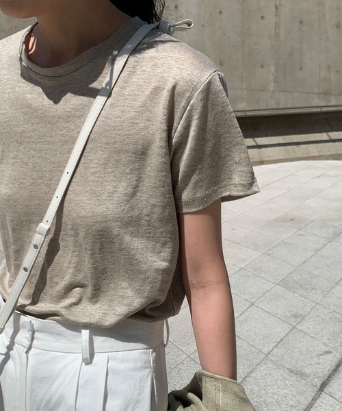 MUYMONA(ムイモナ)の「クルーネック ベーシックリネンTシャツ mmw22s026【MUYMONA】【2022SS】(Tシャツ/カットソー・レディース・ホワイト/ベージュ・FREE)」の10枚目の写真