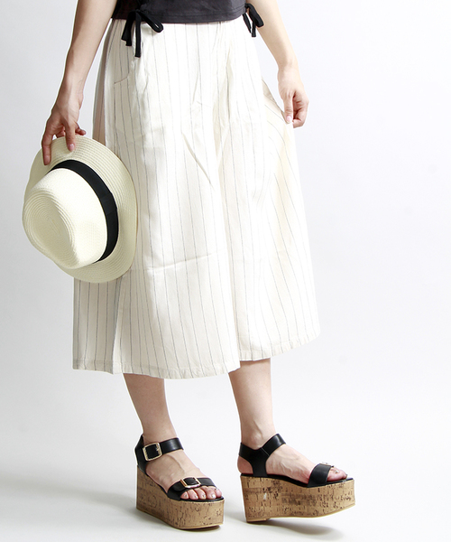 WEGO(ウィゴー)の「WEGO/麻レーヨンガウチョパンツ(その他パンツ・レディース・ホワイト/ホワイト系その他・FREE)」の1枚目の写真