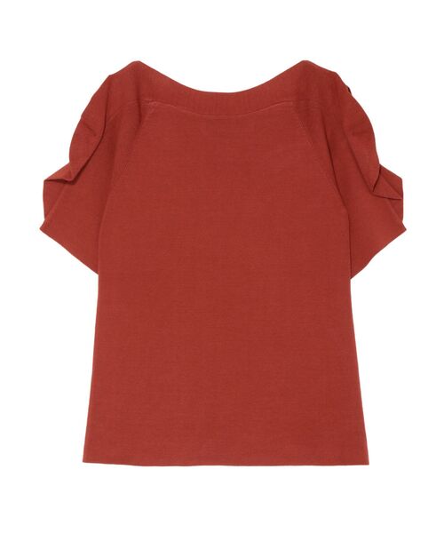 LAGUNAMOON(ラグナムーン)の「ラッフルスリーブニットプルオーバー(ニット/セーター・レディース・アイボリー/ブラック/ダークオレンジ・FREE)」の1枚目の写真