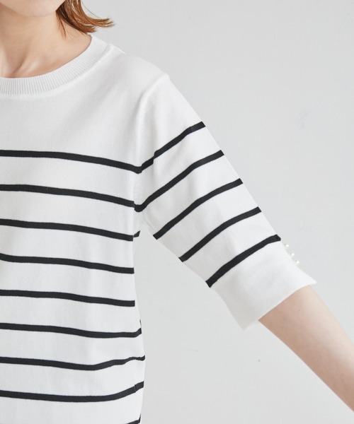 ROPE' PICNIC（ロペピクニック）の「TRUE COTTON/袖パールニットプルオーバー（ニット/セーター・レディース・ライトグレー/ブラック/グリーン/ブルー系その他/ホワイト系その他5・38）」の13枚目の写真