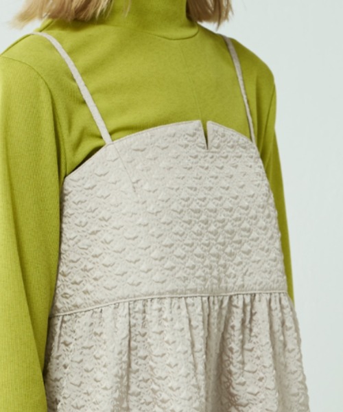 Lui's（ルイス）の「バックデザインジャガードキャミワンピース（ワンピース・レディース・ベージュ/ブラック・FREE）」の7枚目の写真