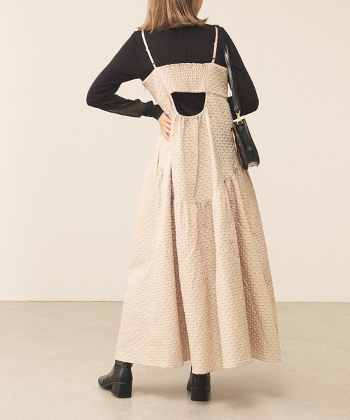 Lui's（ルイス）の「バックデザインジャガードキャミワンピース（ワンピース・レディース・ベージュ/ブラック・FREE）」の22枚目の写真