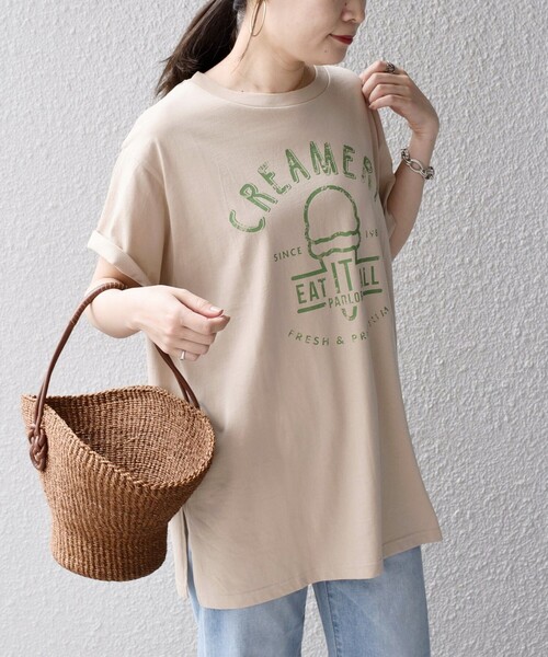 SHIPS(シップス)の「*オーガニックコットンカフェプリントTEE◇(Tシャツ/カットソー・レディース・ホワイト/チャコールグレー/ライトホワイト/ベージュ/ダークグレー/ホワイト系/ベージュ系・ONE SIZE)」の6枚目の写真