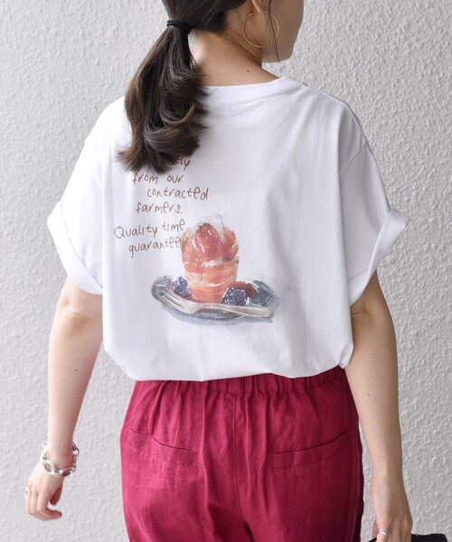 SHIPS(シップス)の「*オーガニックコットンカフェプリントTEE◇(Tシャツ/カットソー・レディース・ホワイト/チャコールグレー/ライトホワイト/ベージュ/ダークグレー/ホワイト系/ベージュ系・ONE SIZE)」の14枚目の写真