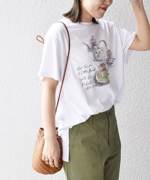 SHIPS(シップス)の「*オーガニックコットンカフェプリントTEE◇(Tシャツ/カットソー・レディース・ホワイト/チャコールグレー/ライトホワイト/ベージュ/ダークグレー/ホワイト系/ベージュ系・ONE SIZE)」の19枚目の写真