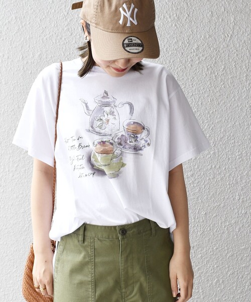 SHIPS(シップス)の「*オーガニックコットンカフェプリントTEE◇(Tシャツ/カットソー・レディース・ホワイト/チャコールグレー/ライトホワイト/ベージュ/ダークグレー/ホワイト系/ベージュ系・ONE SIZE)」の20枚目の写真