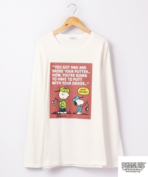 PEANUTS(ピーナッツ)の「PEANUTS スヌーピー フロントプリント長袖Tシャツ(Tシャツ/カットソー・レディース・ホワイト/ベージュ/杢グレー/ピンク・LL/L/M)」の5枚目の写真