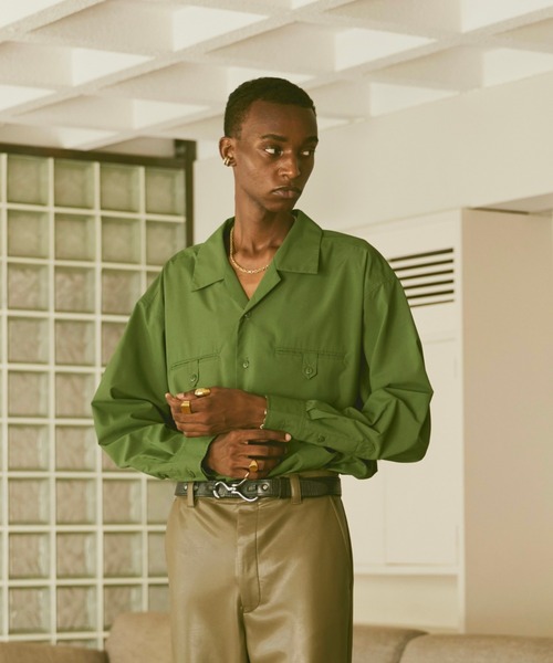 soerte（ソエルテ）の「Taslan open collar shirt / タスランオープンカラーシャツ（シャツ/ブラウス・メンズ・チャコールグレー/ブラウン/グリーン・1/2/3）」の18枚目の写真