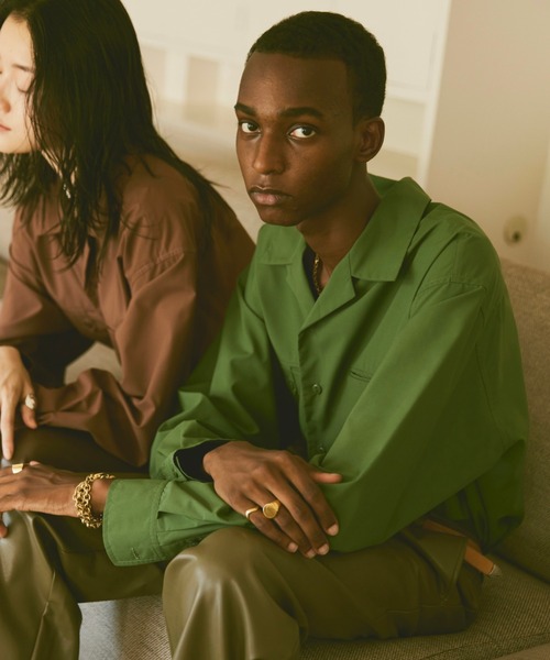 soerte（ソエルテ）の「Taslan open collar shirt / タスランオープンカラーシャツ（シャツ/ブラウス・メンズ・チャコールグレー/ブラウン/グリーン・1/2/3）」の4枚目の写真