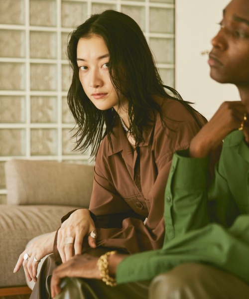 soerte（ソエルテ）の「Taslan open collar shirt / タスランオープンカラーシャツ（シャツ/ブラウス・メンズ・チャコールグレー/ブラウン/グリーン・1/2/3）」の6枚目の写真