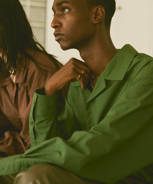 soerte（ソエルテ）の「Taslan open collar shirt / タスランオープンカラーシャツ（シャツ/ブラウス・メンズ・チャコールグレー/ブラウン/グリーン・1/2/3）」の12枚目の写真