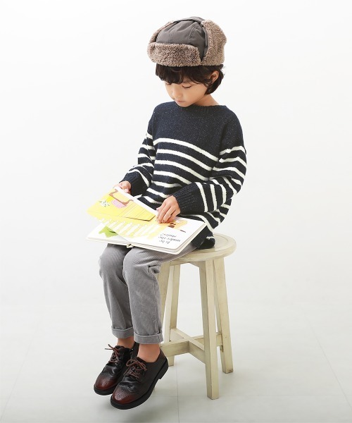 devirock（デビロック）の「洗える もちもちニット クルーネックセーター（ニット/セーター・キッズ・スミクロ/ネイビー/ピンクベージュ・100cm/110cm/120cm/130cm/140cm/150cm/160cm）」の5枚目の写真