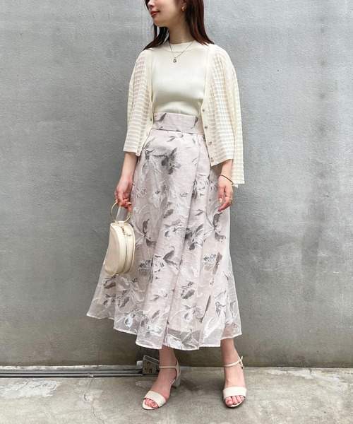 natural couture(ナチュラルクチュール)の「WEB限定/チェック編みカーディガン×リブノースリアンサンブル(アンサンブル・レディース・オフホワイト/ベージュ/ピンク/グリーン/ブラウン・FREE)」の10枚目の写真