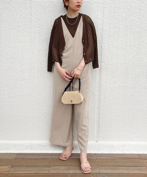 natural couture(ナチュラルクチュール)の「WEB限定/チェック編みカーディガン×リブノースリアンサンブル(アンサンブル・レディース・オフホワイト/ベージュ/ピンク/グリーン/ブラウン・FREE)」の18枚目の写真