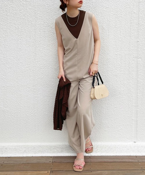 natural couture(ナチュラルクチュール)の「WEB限定/チェック編みカーディガン×リブノースリアンサンブル(アンサンブル・レディース・オフホワイト/ベージュ/ピンク/グリーン/ブラウン・FREE)」の20枚目の写真