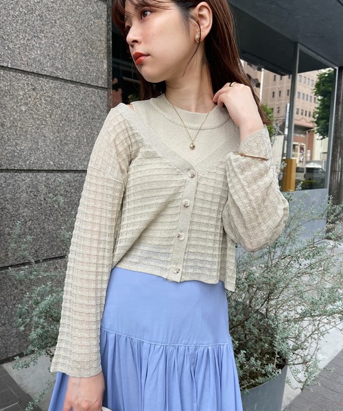 natural couture(ナチュラルクチュール)の「WEB限定/チェック編みカーディガン×リブノースリアンサンブル(アンサンブル・レディース・オフホワイト/ベージュ/ピンク/グリーン/ブラウン・FREE)」の21枚目の写真